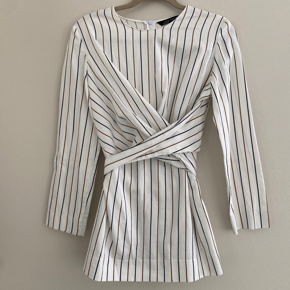 ZARA Womens Striped Dress long sleeve size small stunning
